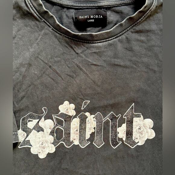 SAINT MORTA GREYISH BLACK MENS SAINT SHIRT SZ LARGE L #STREETWEAR - Picture 3 of 3